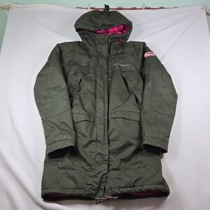 Helly Hansen Green Hooded Parka with Pink Lining